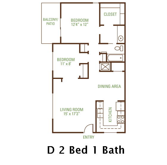 Information about "D 2 bed 1 bath.png" on the trees apartments Davis